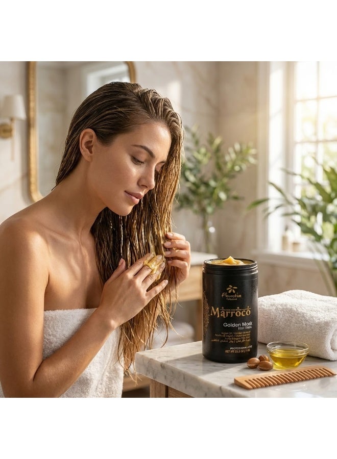 Floractive MARROCO Golden Plus Mask 1Kg – Deep Hydration and Frizz Control Treatment - Image 4